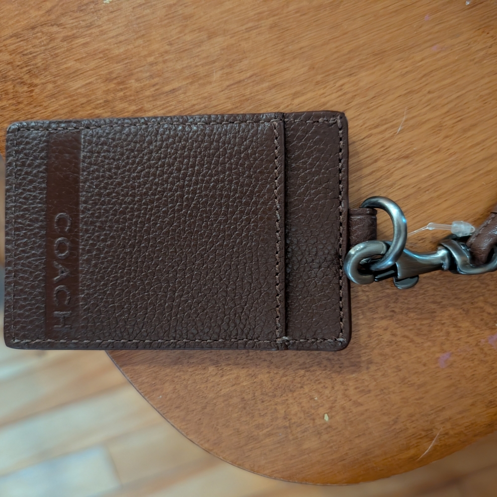 Coach Dark Brown Leather Keychain Card Holder